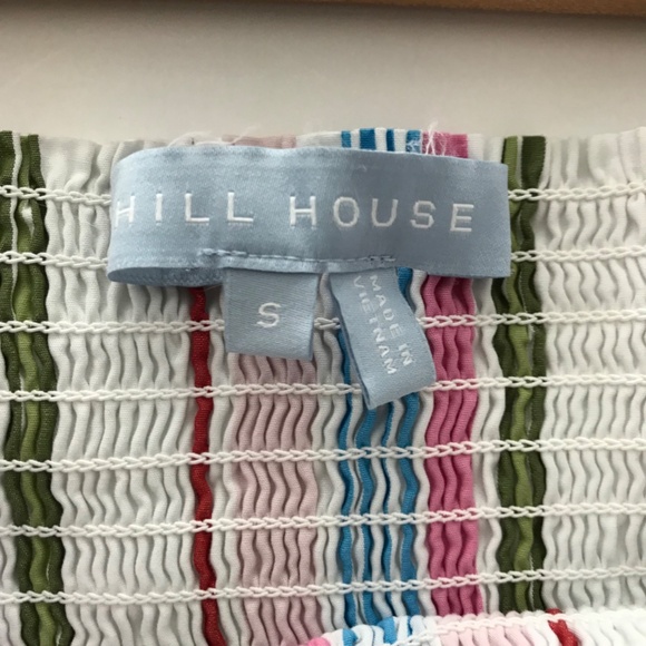 Hill House Smocked 100% Cotton Strapless Rainbow Stripe Midi Dress S A-Line - Picture 8 of 9